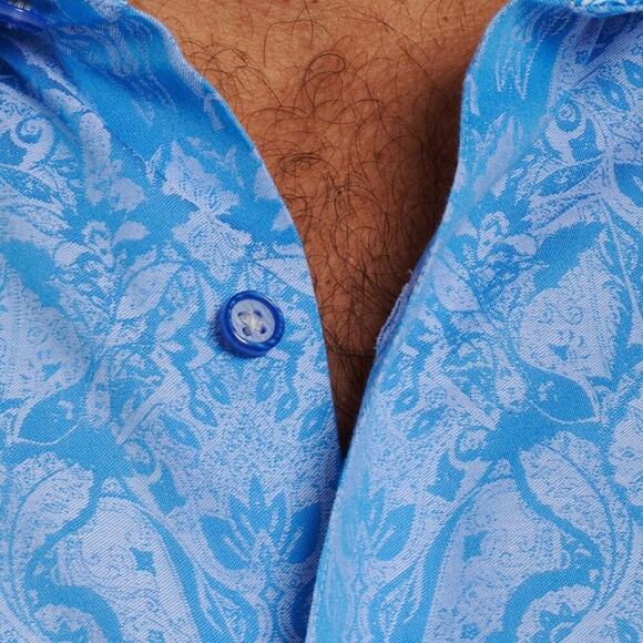 Robert Graham Highland Long Sleeve Button Down Point Collar Damask Jacquard - Picture 7 of 7